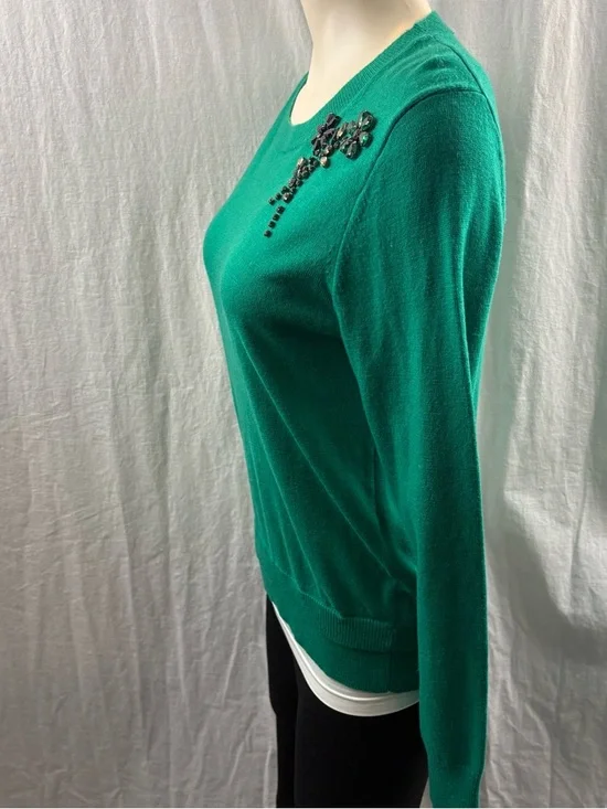 Kate Spade Sweater Embellished Brooch Wool Green M - Picture 3 of 8